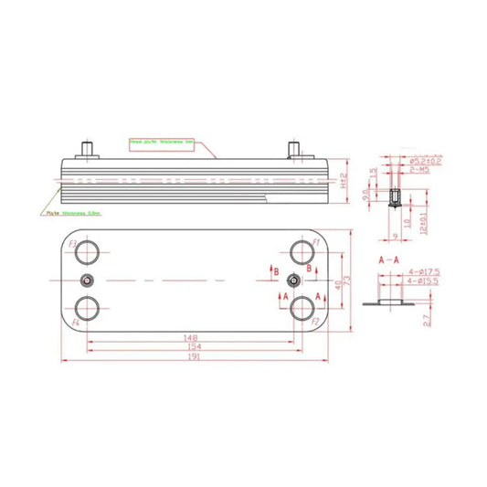 DHW Plate Heat Exchanger (14 plates) for Gas Boiler Compatible with Beretta R8037