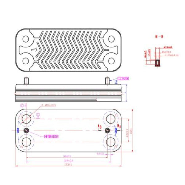 DHW Plate Heat Exchanger (18 plates) for Gas Boiler 17B1901800