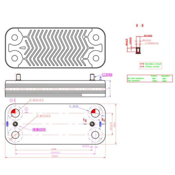 DHW Plate Heat Exchanger (22 plates) for Gas Boiler Compatible with Fondital/Nova Florida 6SCAMPIA05