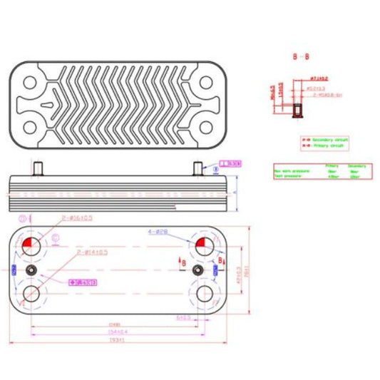 DHW Plate Heat Exchanger (26 plates) for Gas Boiler Compatible with Fondital/Nova Florida 6SCAMPIA06