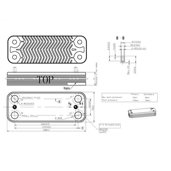 DHW Plate Heat Exchanger (26 plates) for Gas Boiler Compatible with Fondital/Nova Florida 6SCAMPIA09