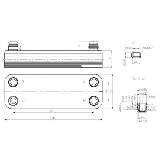 DHW Plate Heat Exchanger (20 plates) for Gas Boiler Compatible with Vaillant 065088