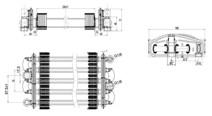 Bithermic Heat Exchanger (72 fins) for Gas Boiler Compatible with Teplowest Optima AGD - 24 2.55.35.076.04