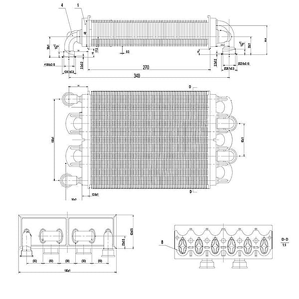 Bithermic Heat Exchanger for Gas Boiler Compatible with Sime Metropolis 25 OF/BF 6174249