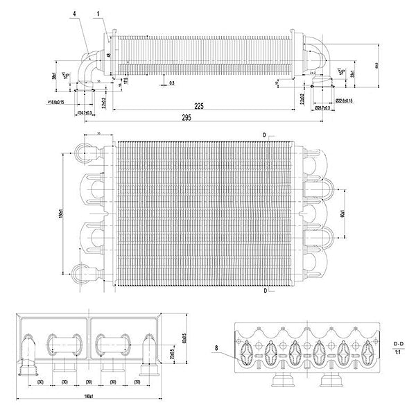 Bithermic Heat Exchanger for Gas Boiler Compatible with Sime Metropolis DGT 25 BF 6174258