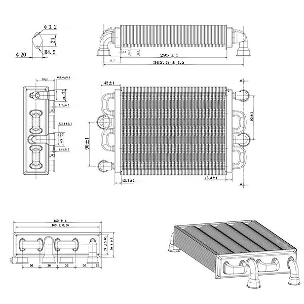 Bithermic Heat Exchanger for Gas Boiler Compatible with Ferroli Domina/Domiproject/FEReasy 28-32 kW 39842570