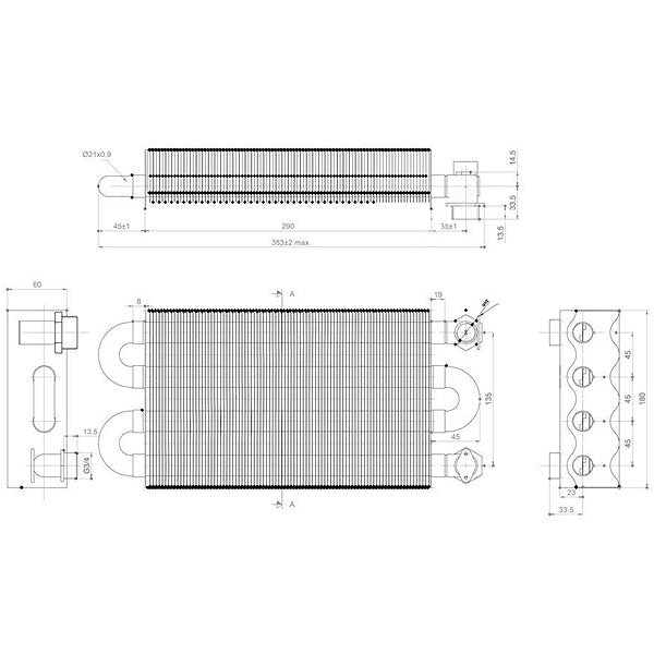 Primary Heat Exchanger for Gas Boiler Compatible with Hermann Micra 2, Supermicra 24 kW 015002477