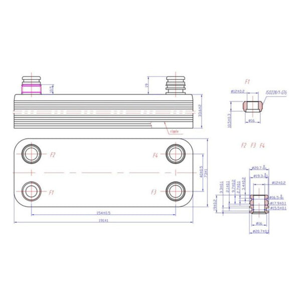 DHW Plate Heat Exchanger (18 plates) for Gas Boiler Compatible with Vaillant 20161220