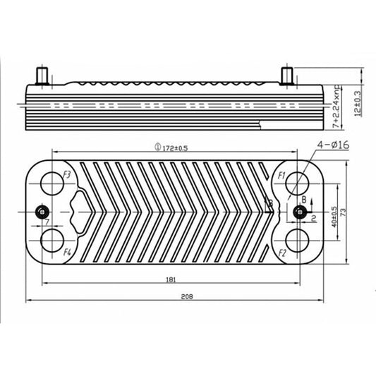 DHW Plate Heat Exchanger (12 plates) for Gas Boiler Compatible with Wolf 2980426