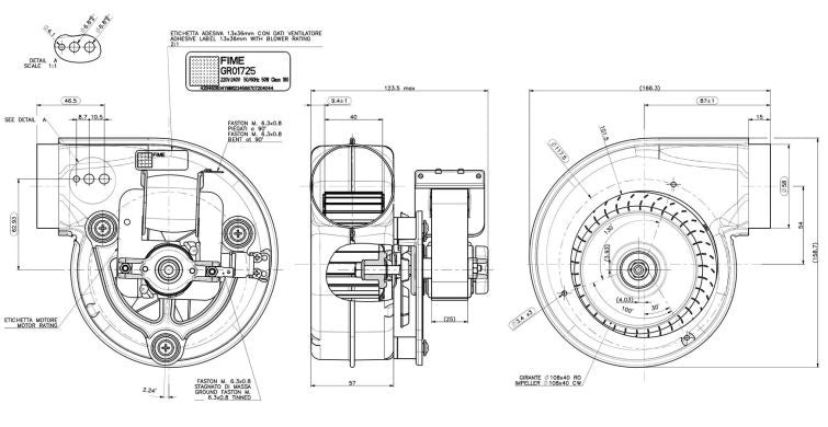 Gas-fired Boiler Fan Fime GR01725 50 W Compatible with Junkers Ceraclass, Euroline, Bosch WT/OW/ZW/ZS 87072040380