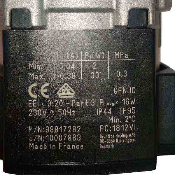 Frequency Circulation Pump Assembly Grundfos UPM3 15-50 2-33 W for Gas Boiler Viessmann 7842625