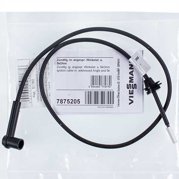 Condensing Gas-fired Boiler Ignition Cable with corner element 5kOhm Viessmann Vitodens 100-W B1KC, B1HC 7875205