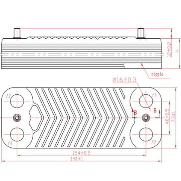DHW Plate Heat Exchanger (12 plates) for Gas Boiler Viessmann Vitopend 100 WH1D 24 kW 7828745