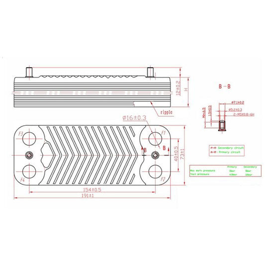 DHW Plate Heat Exchanger Swep (20 plates) for Condensing Boiler Viessmann Vitopend 100-W WH1B, A1JB 7875503