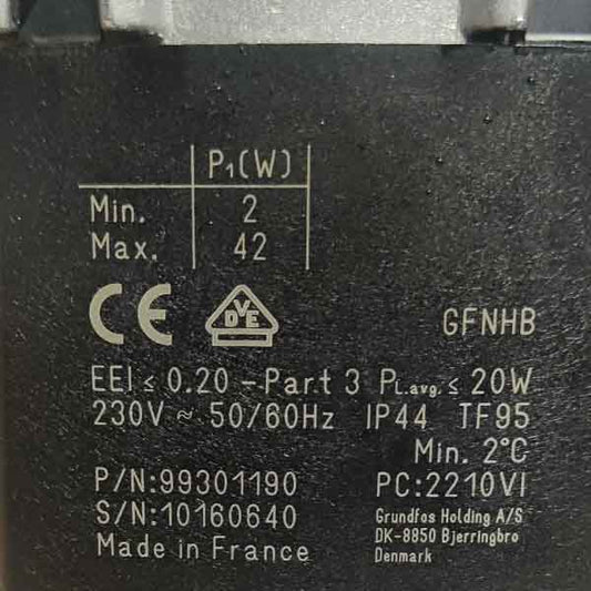 Frequency Circulation Pump Grundfos UPM3 15-60 2-42 W for Condensing Boiler Viessmann 7876449