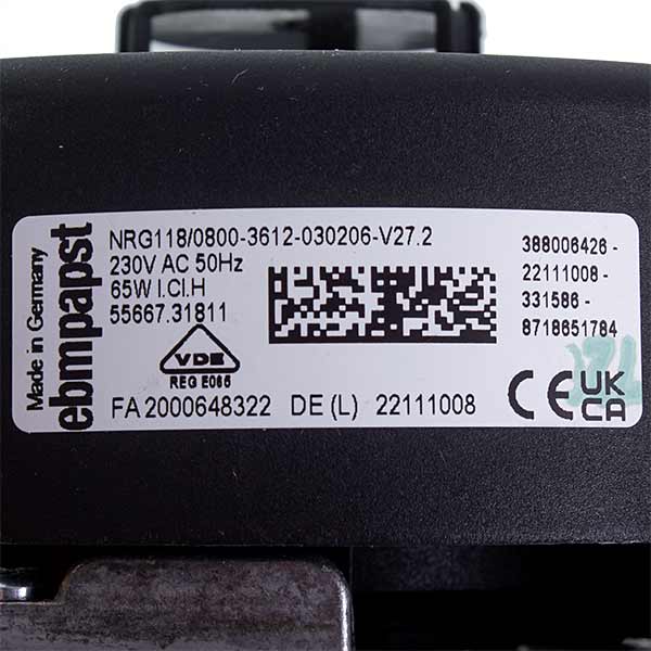Fan Ebmpapst NRG118/0800 for condensing boiler Bosch, Buderus Logamax Plus GB122i, GB172i 24 kW 87186517840