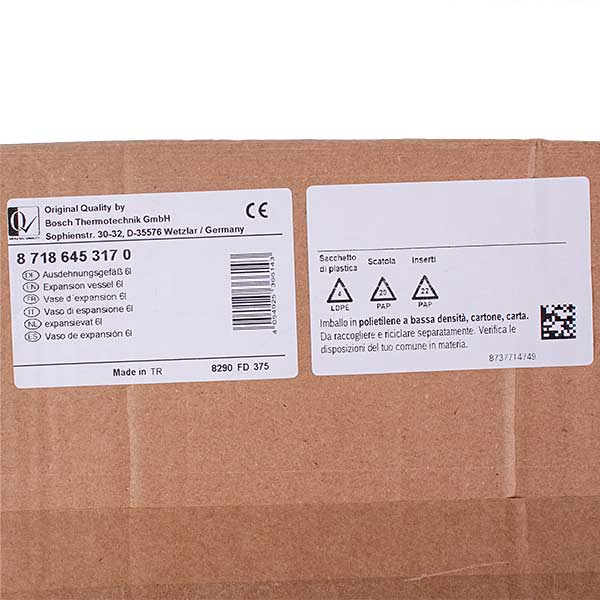 Condensing Gas-fired Boiler Expansion Tank Bosch/Buderus 87186453170 6 L
