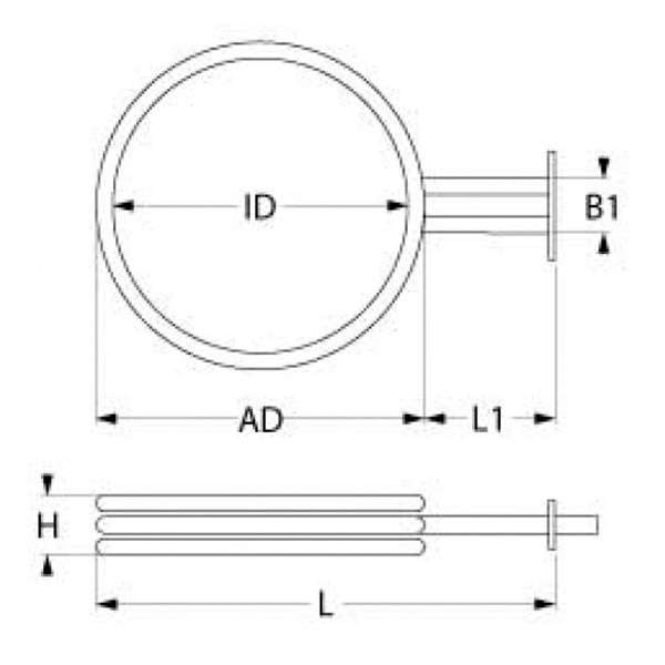 Universal Heating Element for Oven Compatible with Modular 415925 1260W, 230V, flange 100x22mm