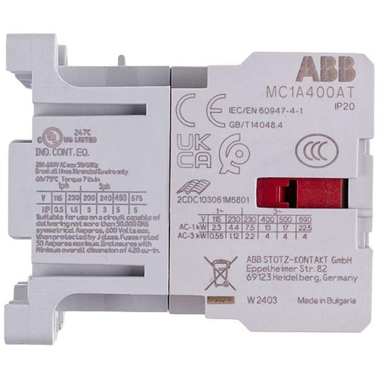 Contactor (magnetic starter) GENERAL ELECTRIC 380337 MC1A400A 20A/230V AC 8,4A/4kW/400V AC3