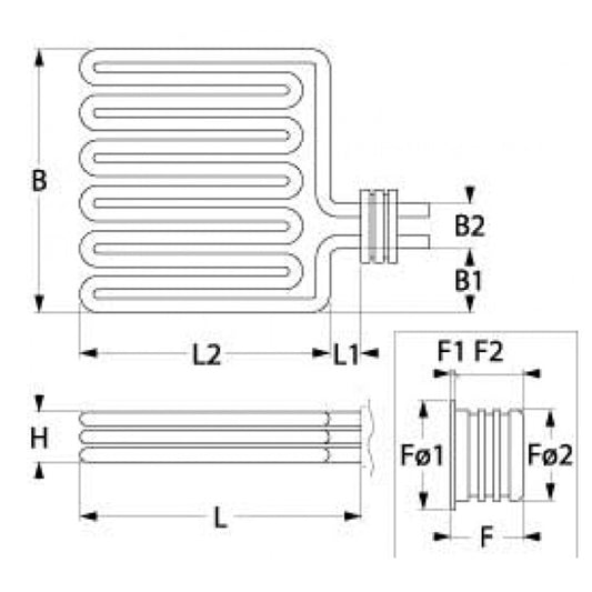 Heating Element for Deep Fryer Bertos E7F18, E9F15, E9F18 series 417764 18000W 230V retaining ring