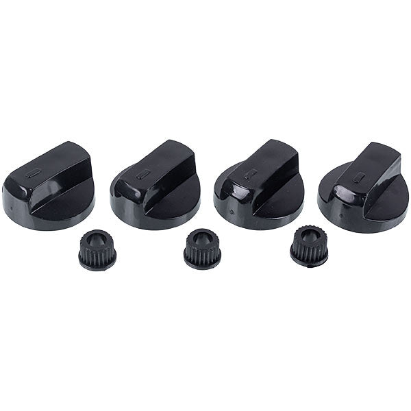 Stove Universal Control Knob Set (4 pcs) D=39mm H=20mm with Adapters (Black)