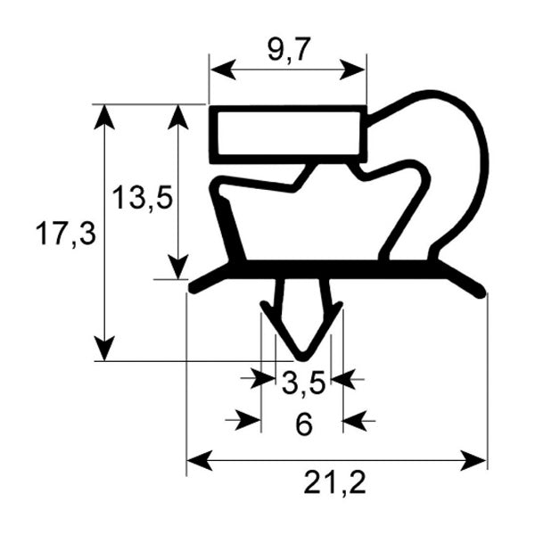 Drawer Gasket Rubber for Refrigerated Table Apach, Tecnodom, DGD 900945 387х292mm рrofile 9048
