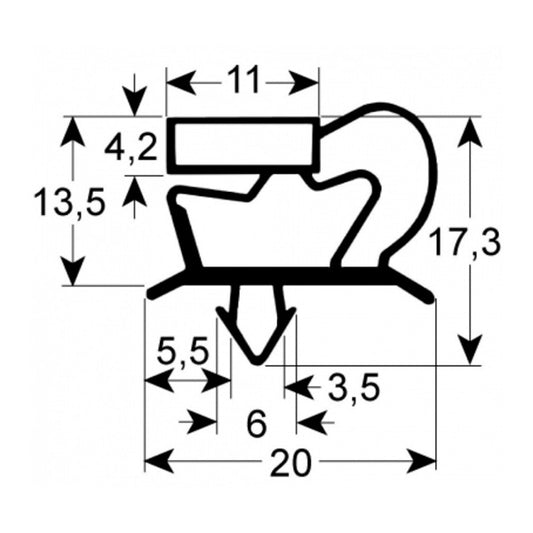 Door Seal Gasket for Refrigerator Table Tecnodom, DGD 900946 385x640mm рrofile 9048