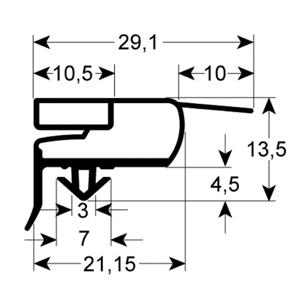 Door Gasket Rubber for Refrigerated Table Electrolux, Alpeninox RCS, RDS series 901154 394x567mm рrofile 9773