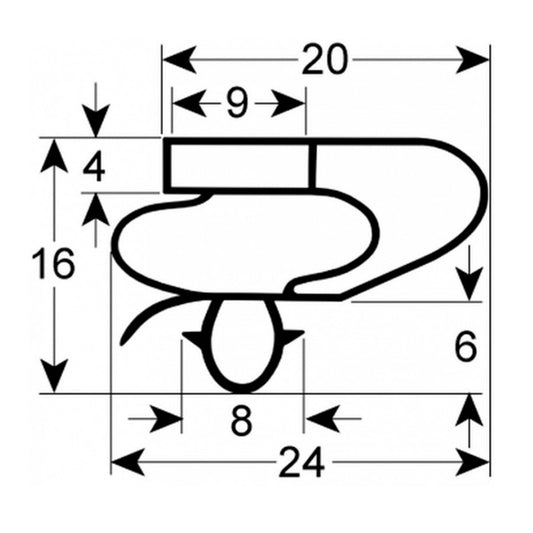 Door Gasket Rubber for Refrigerated Table Forcar, Fimar 901279 395х495mm рrofile 9150