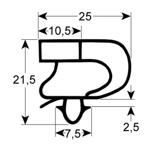 Door Gasket Rubber for Refrigerated Table Forcar GN, PZ, SNACK series profile 9041 901957 385х595mm