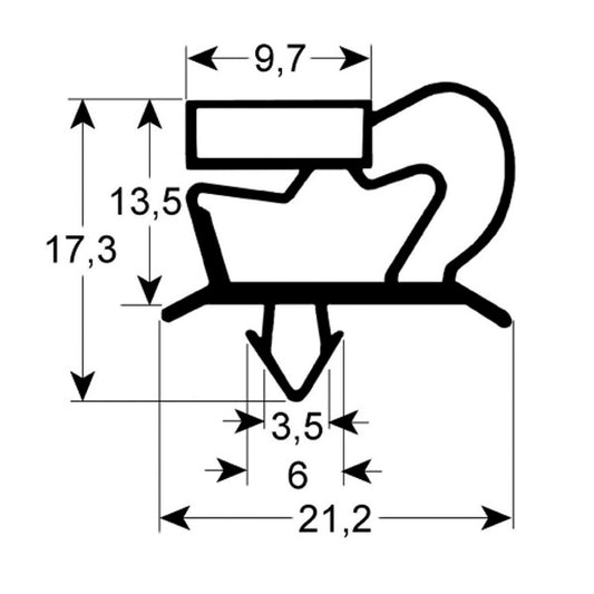 Door Gasket Rubber for Refrigerated Table Apach, Tecnodom profile 9048 902050 385x470mm