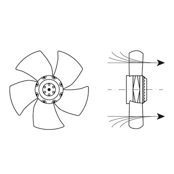 Air Circulation Fan HIDRIA for Blast Freezing 601811 R09R-3030HP-4M-2543 65/90W 230V D=300mm