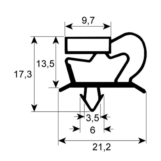 Door Seal Gasket for Refrigerator Table Sagi, Angelo Po KUA2A series 900861 373x570mm рrofile 9048