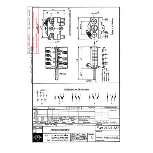 Mode Switch EGO 49.25215.520 300172 16A (5 positions)