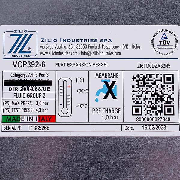 Gas-fired Boiler Expansion Tank Ferroli 39827800 Zilio 6 L 3/8''