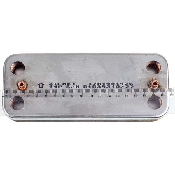 DHW Plate Heat Exchanger Zilmet (14 plates) for Gas Boiler Ariston, Schaffoteaux 17B1901426