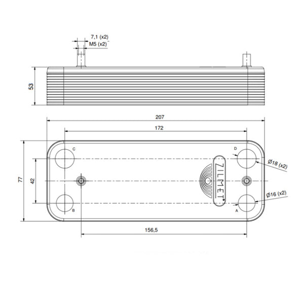 DHW Plate Heat Exchanger Zilmet (20 plates) for Gas Boiler Baxi Eco, Luna 3, Fourtech, Westen Pulsar 17B2072000
