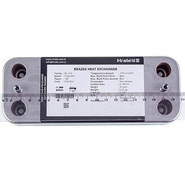 DHW Plate Heat Exchanger (12 plates) for Gas Boiler Compatible with Viessmann Vitopend 100 WH1D 23 kW 7828745