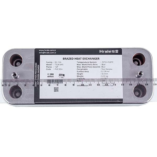 DHW Plate Heat Exchanger (12 plates) for Gas Boiler Compatible with Viessmann Vitopend 100 WH1D 23 kW 7828745