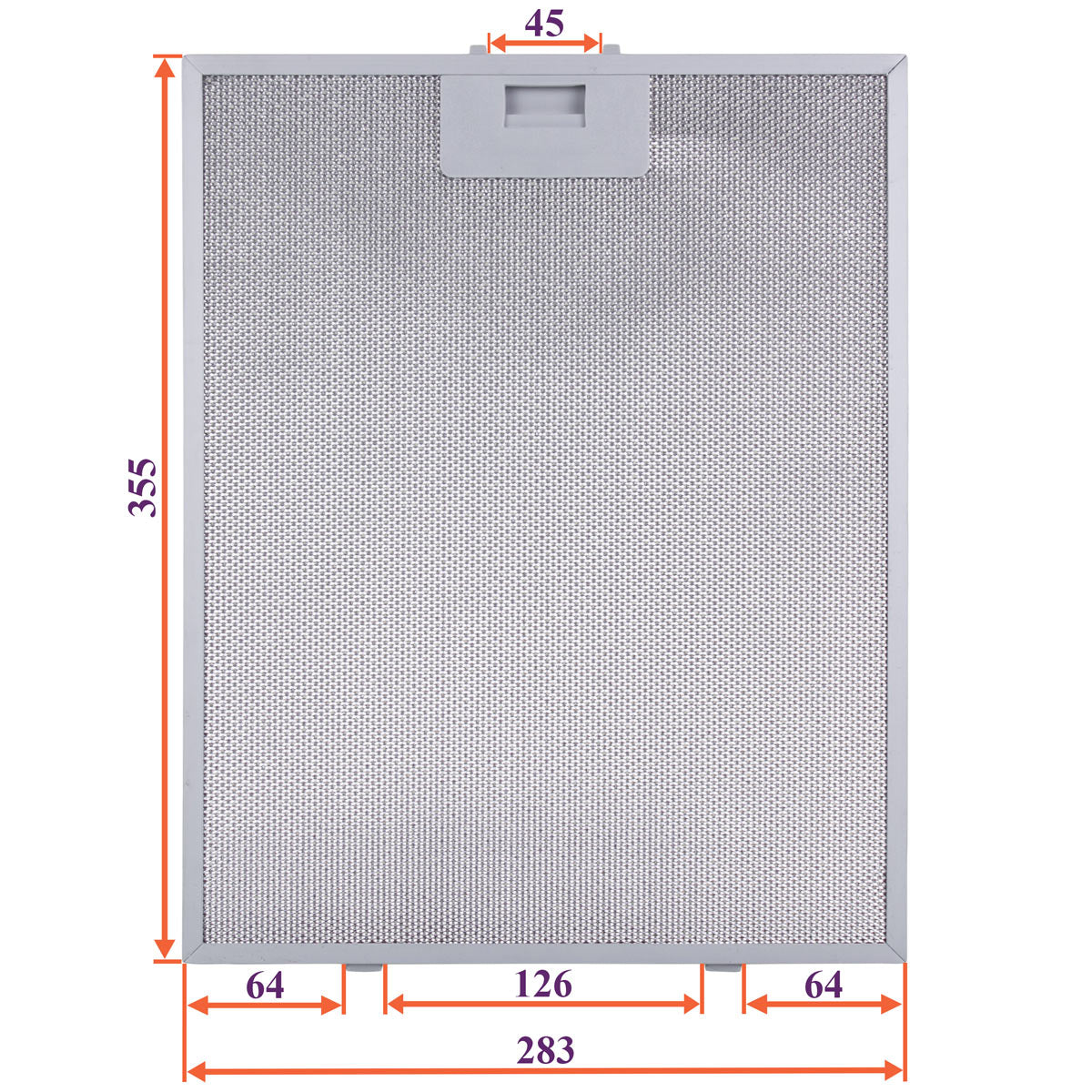 Cooker Hood Grease Filter (metal) 283x355x8mm (under latches, universal)