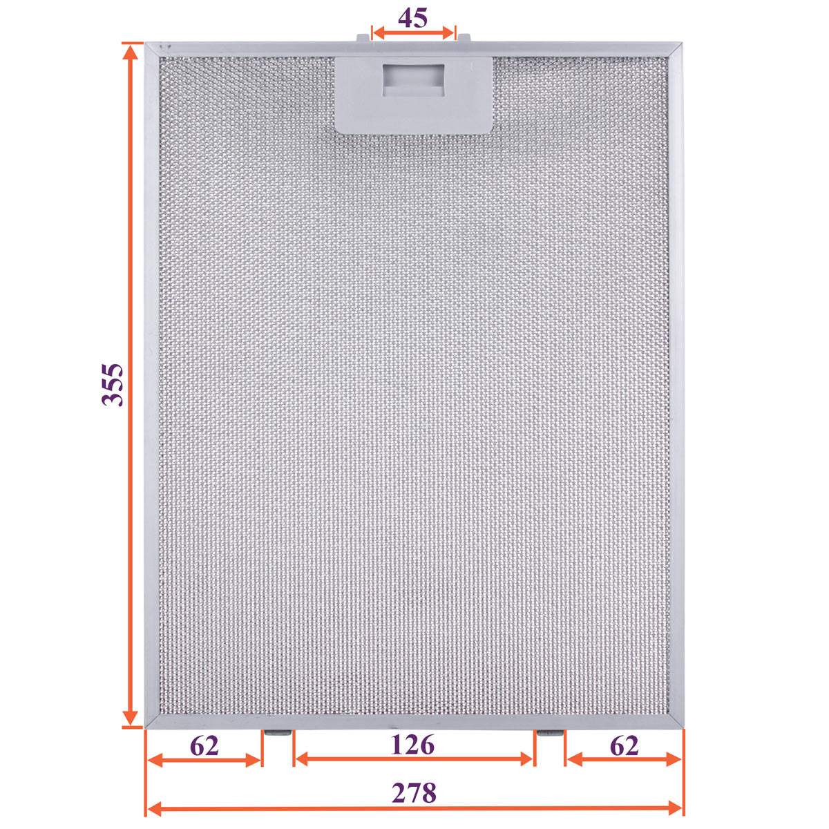 Cooker Hood Grease Filter (metal) 278x355x8mm (under latches, universal)