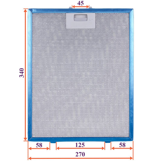 Cooker Hood Grease Filter (metal) 270x340x8mm (under latches, universal)