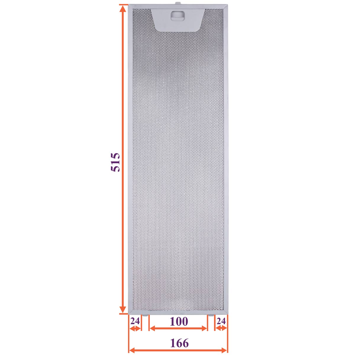 Cooker Hood Grease Filter (metal) 166x515x8mm (under latches, universal)