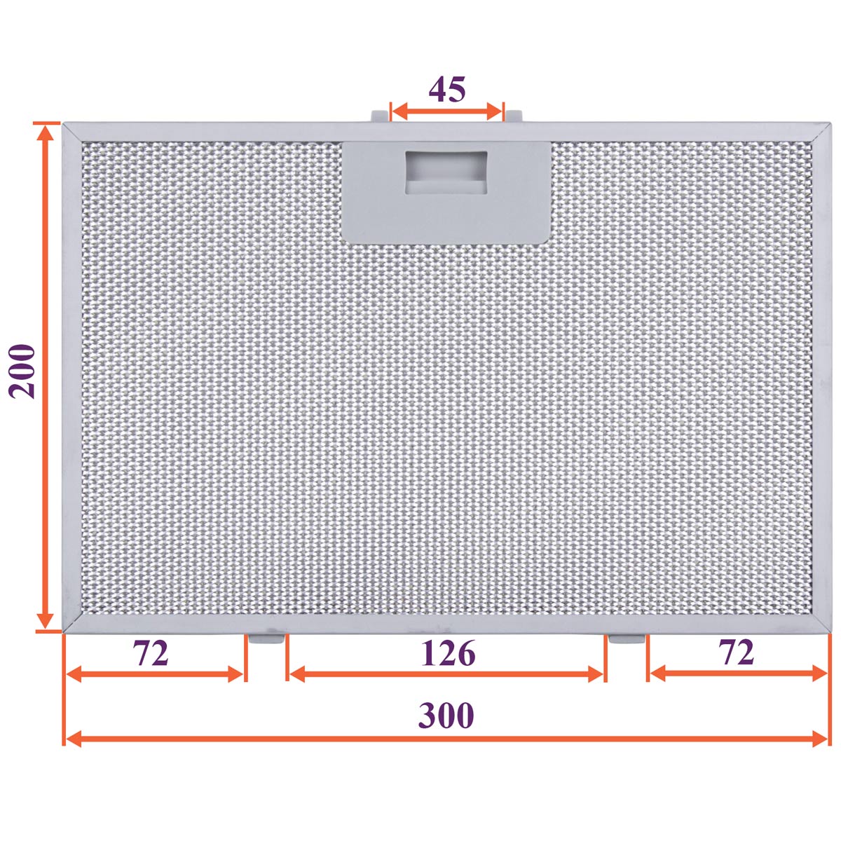 Cooker Hood Grease Filter (metal) 200x300x8mm (under latches, universal)