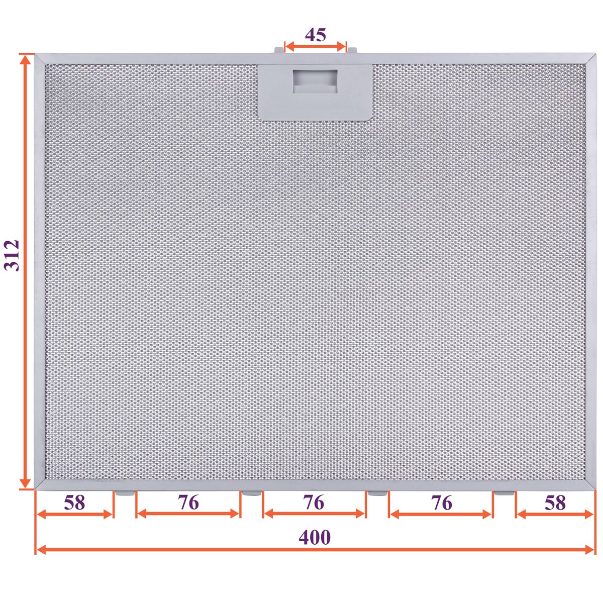 Cooker Hood Grease Filter (metal) 400x312x8mm (under latches, universal)