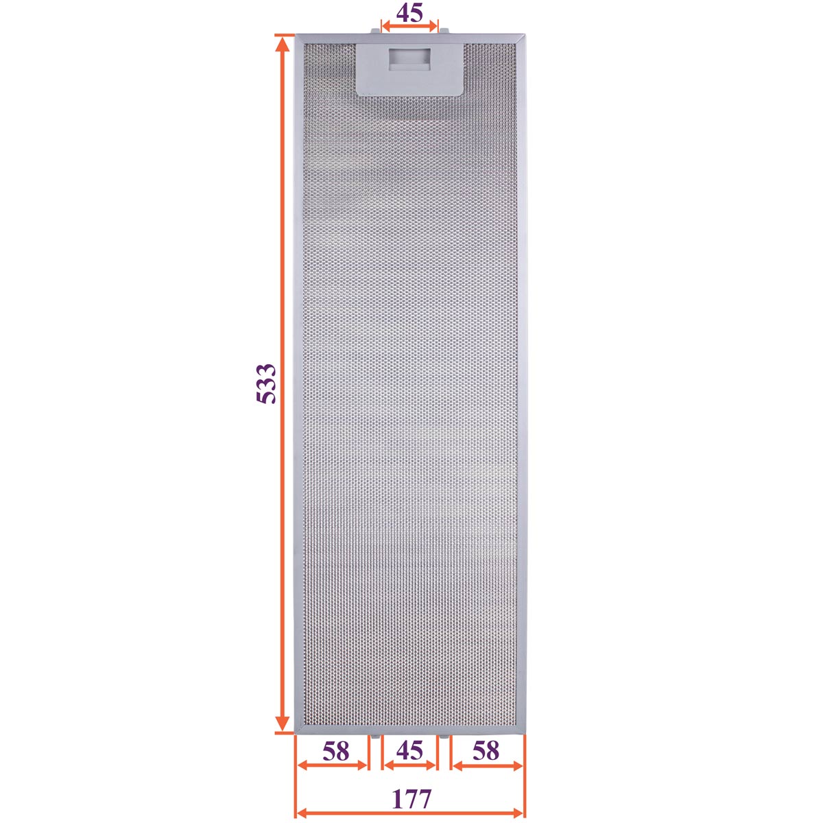 Cooker Hood Grease Filter (metal) 177x533x8mm (under latches, universal)