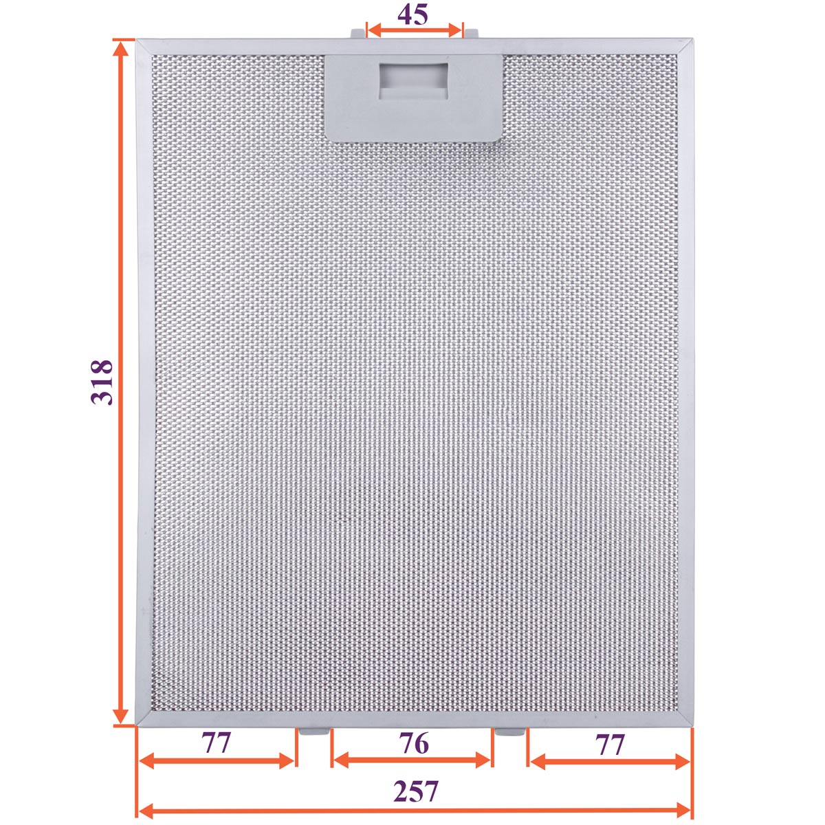 Cooker Hood Grease Filter (metal) 257x318x8mm (under latches, universal)