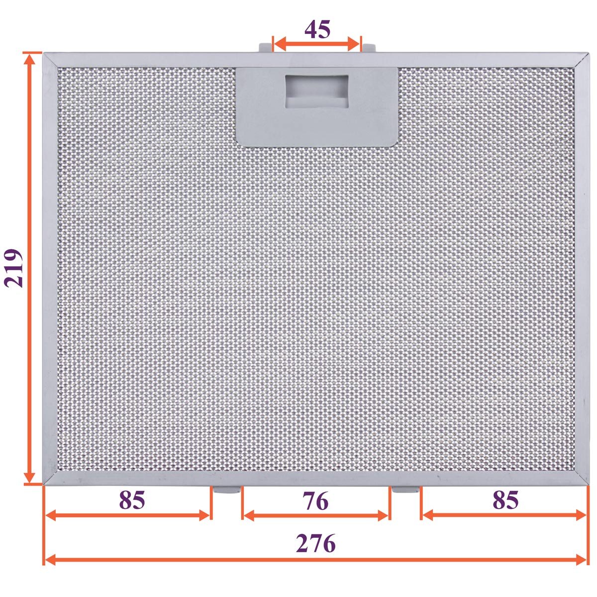 Cooker Hood Grease Filter (metal) 276x219x8mm (under latches, universal)