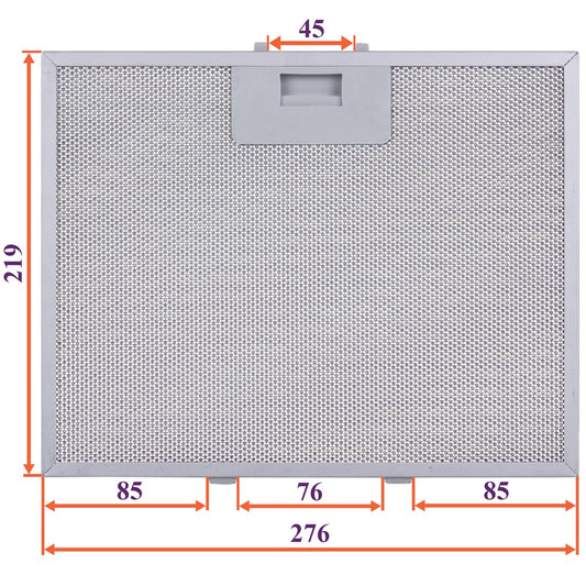 Cooker Hood Grease Filter (metal) 276x219x8mm (under latches, universal)