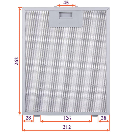 Cooker Hood Grease Filter (metal) 262x212x8mm (under latches, universal)